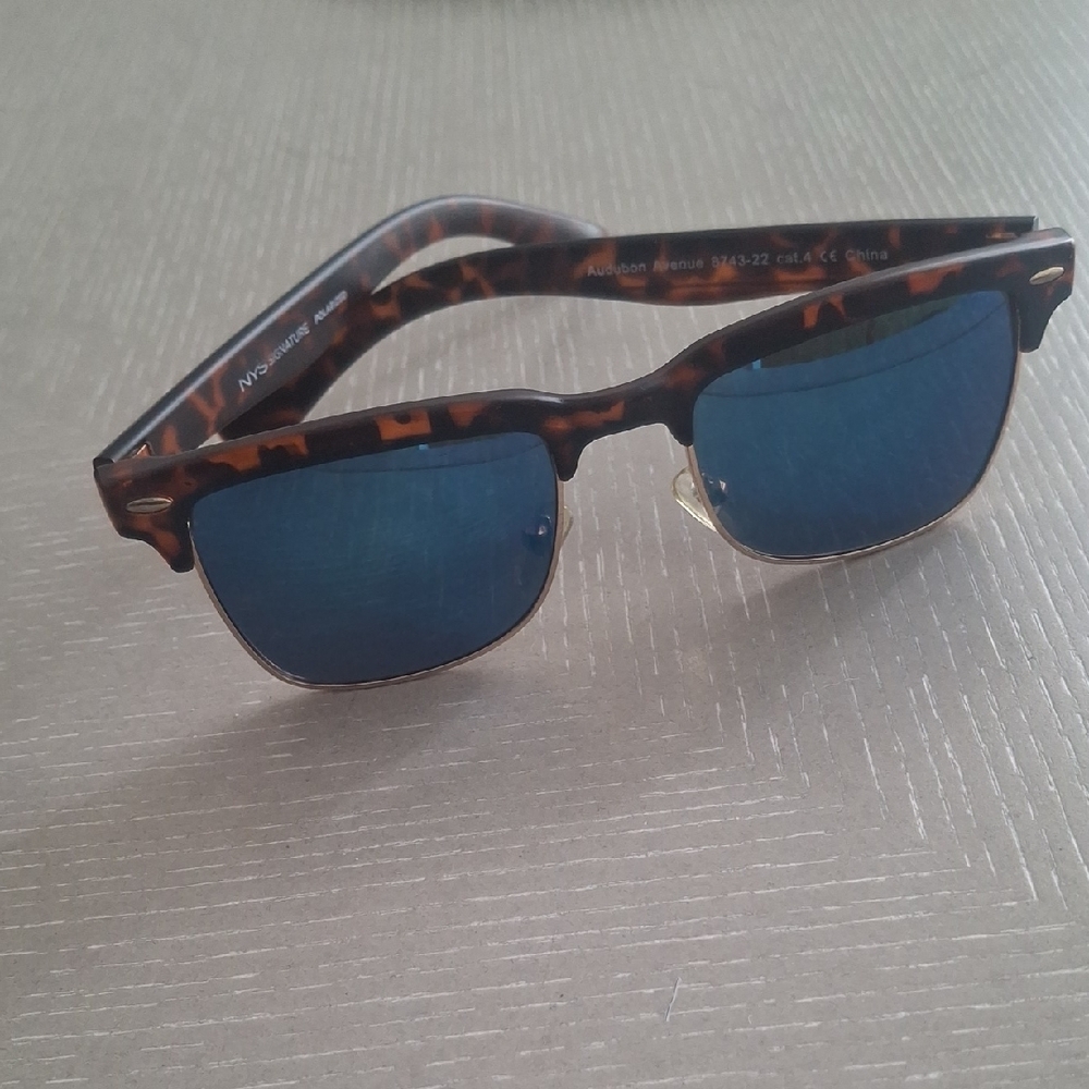Tortoise Shell Sunglasses with Blue Lenses
